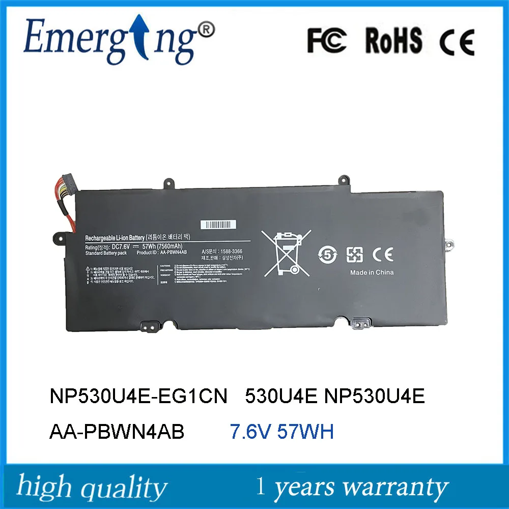 7.6V 57WH AA-PBWN4AB Battery for Samsung NP530U4E NP540U4E NP730U3E-K01NL K01PL S04DE X03DE NP740U3E-A01FR