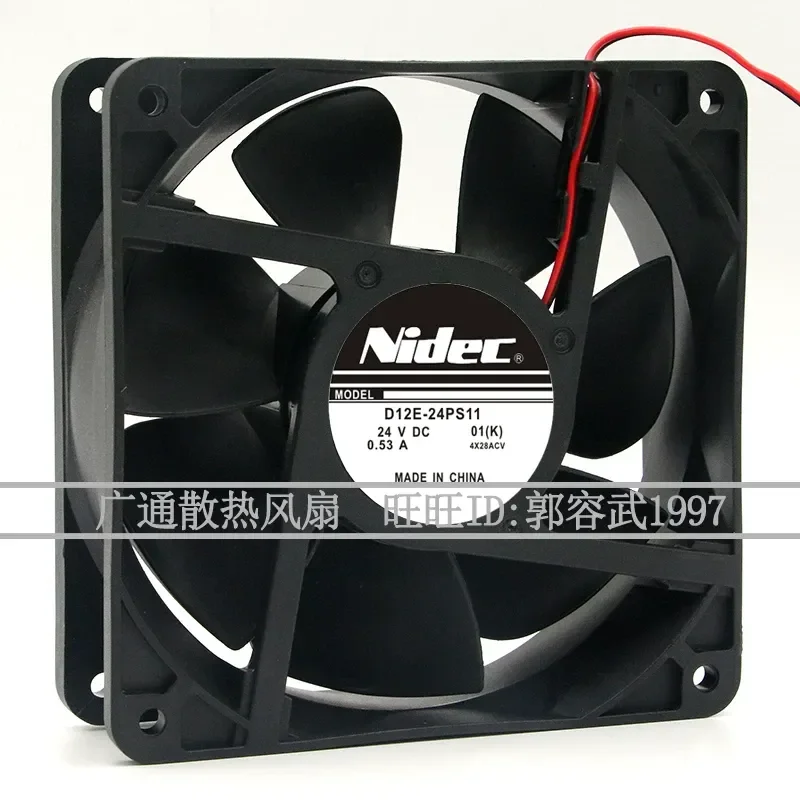 for NIDEC D12E-24PS11 Original 12038 24V 0.53A 12CM Dual Ball Bearing Inverter Cooling Fan