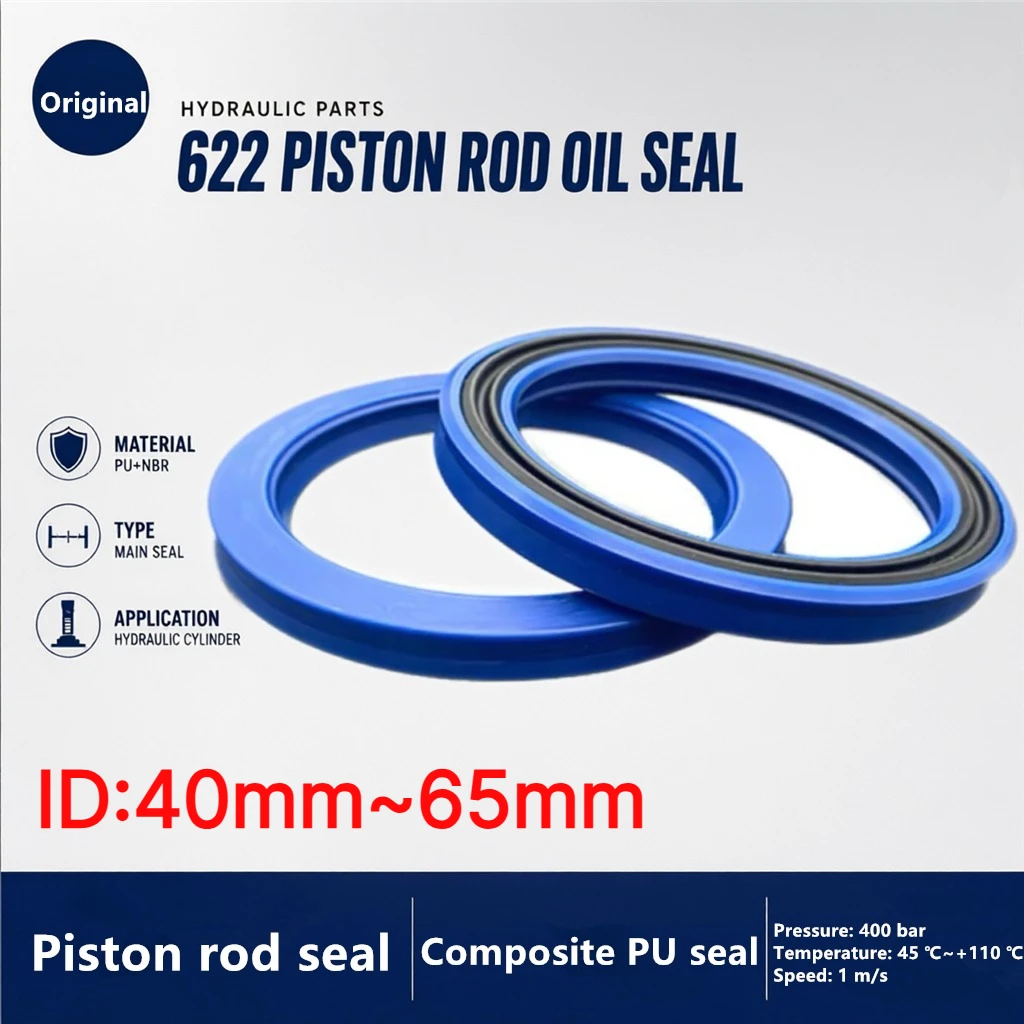 622 Piston Rod Oil Seal ID:40~65mm PU+NBR Sealing of Hydraulic Cylinder Piston Rod Engineering Agricultural Machinery Forklift