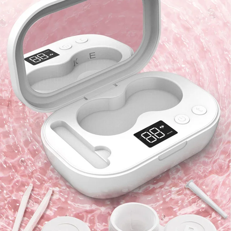 Contact Lens Cleaner LED Liquid Crystal Display Portable Color Contact Cleaning Box Electric Ultrasonic Cleaner