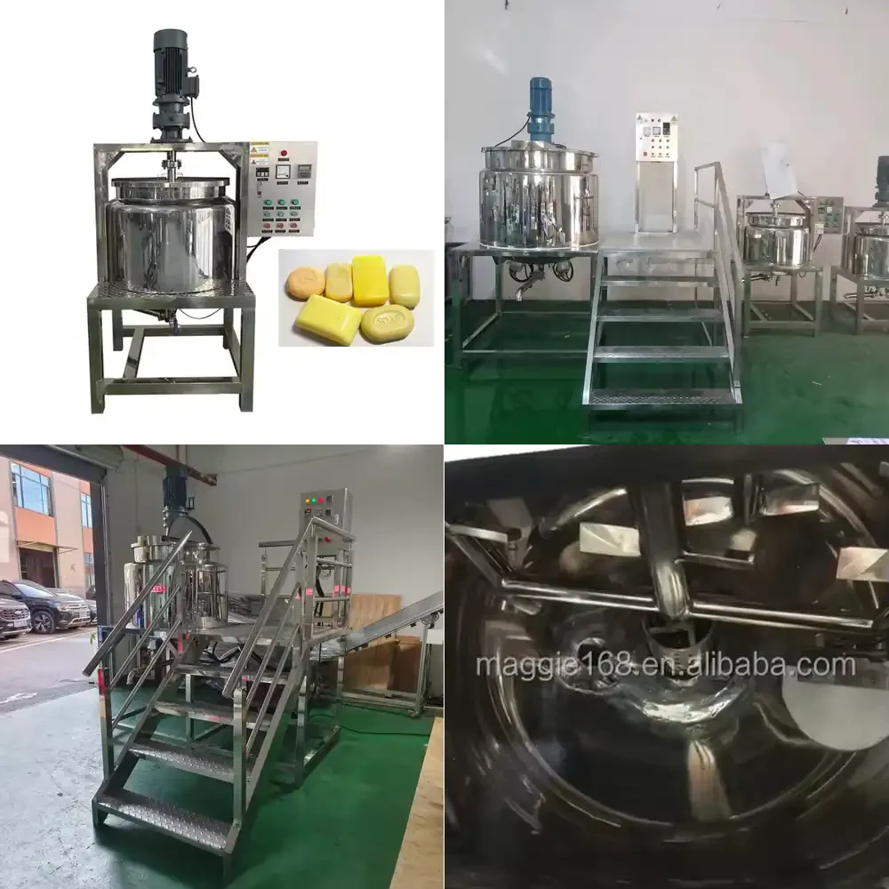100L Small Batch Movable Chemical Blender Emulsifier Liquid Soap Detergent Heated Mixing Reactor tank with
