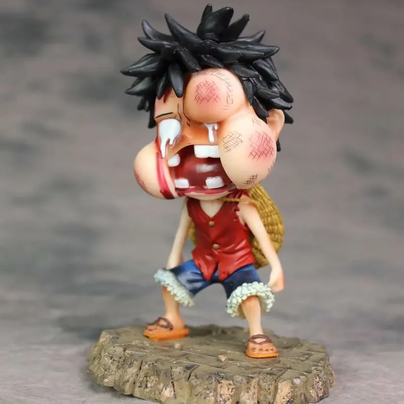 Hot Anime Een Stuk Figuur Luffy Q-Versie Nemen Een Kloppend Pvc Action Figure Model Cartoon Standbeeld Collectible Kinderen speelgoed Gift