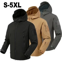 Chaquetas de lana SoftShell de otoño e invierno para hombre, abrigo a prueba de viento con capucha para hombre, pantalones cálidos para pesca, senderismo, Camping, escalada, esquí