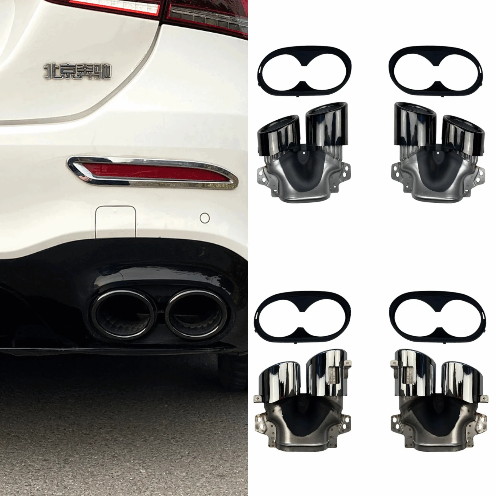

For Mercedes W177 A35 C118 CLA35 X247 GLB35 A45S AMG Exhaust Tips Muffler Pipe Black