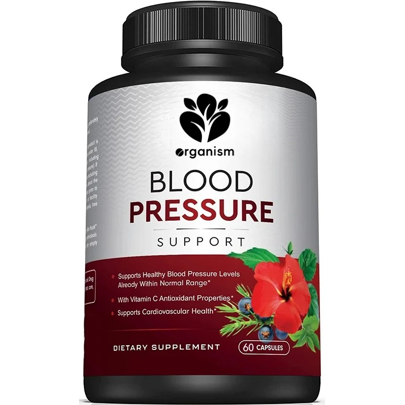 

High quality blood pressure support supplement, containing garlic, hawthorn, and hibiscus -60 capsules