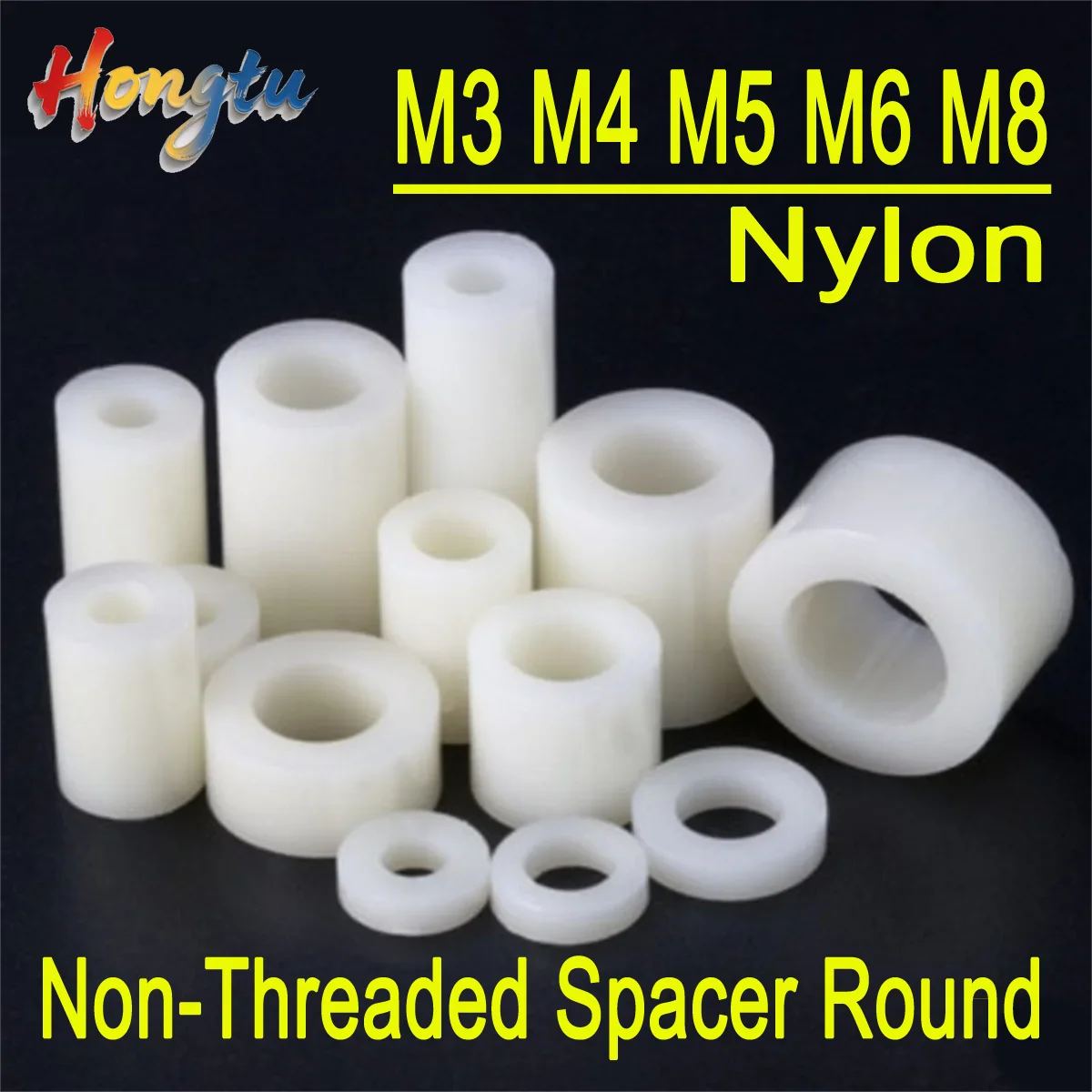 

Hongtu 20-50pcs M3 M4 M5 M6 M8 ABS Rround spacer standoff White Nylon Non-Threaded Spacer Round Hollow Standoff Washer