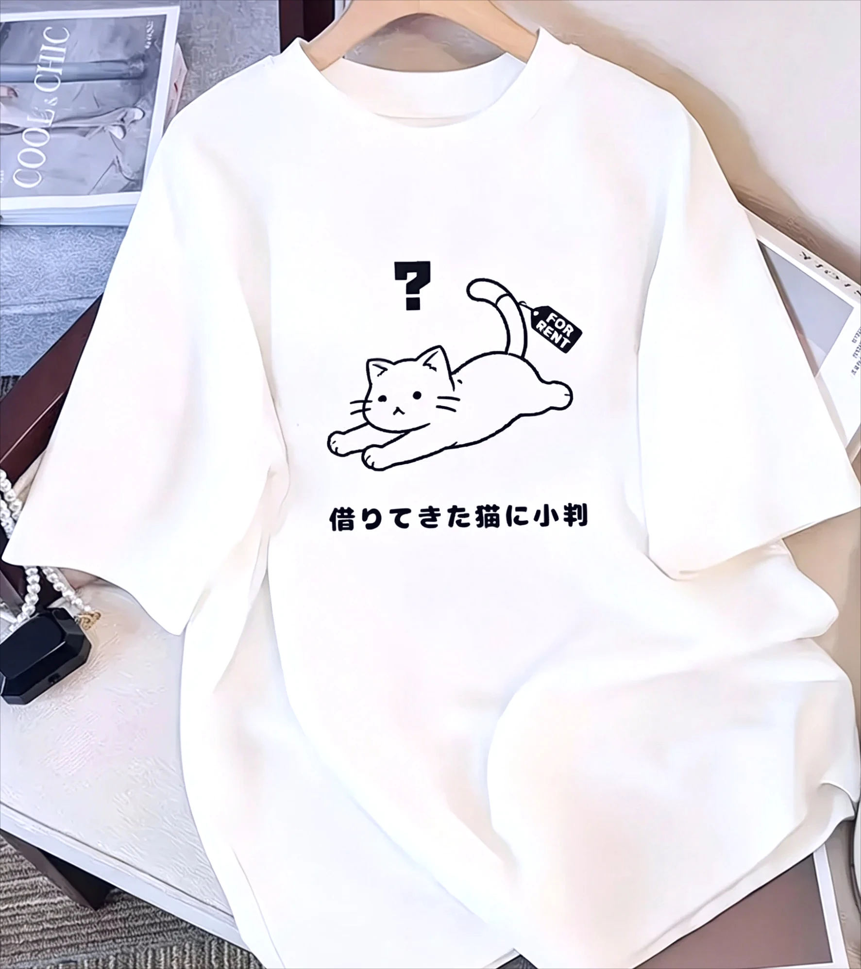 카와이 일본 고양이 그래픽 티셔츠 귀여운 키티 프로모션 - Summer Clothing Reviews 리뷰 및 가격