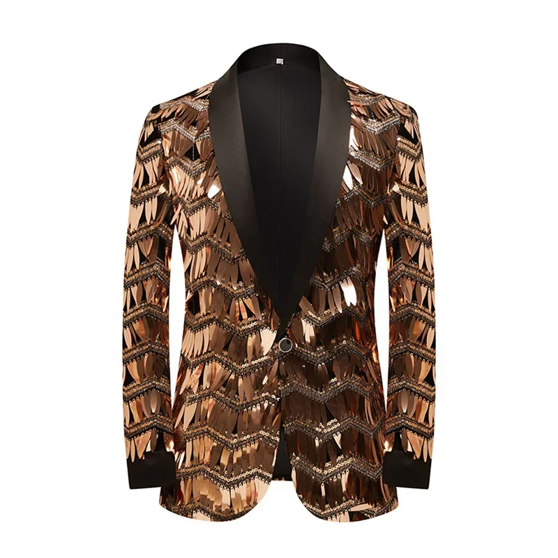 

Men Fashion Sequin Suit Jacket - Perfect for Parties, Wedding, Banquet, and Dance Parties,singer Luxury Stage Performance Blazer