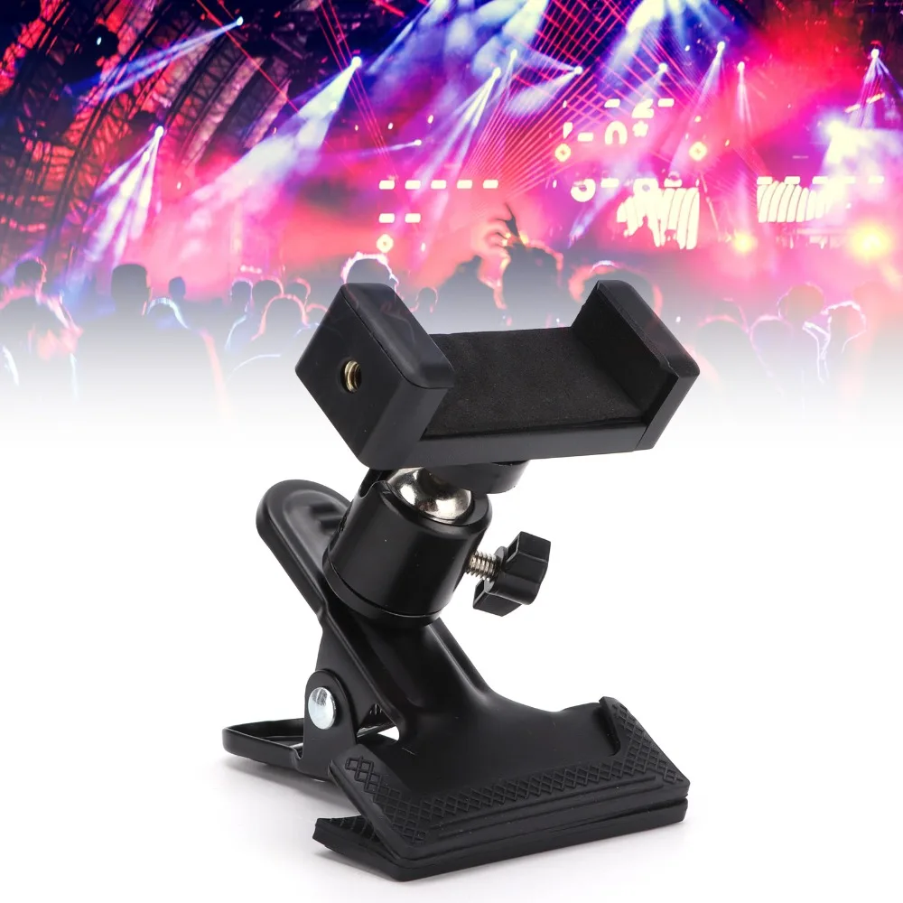 360° Rotatable Guitar Phone Holder Black Clamp Design Clip Phone Holder Plastic + Metal Headstock Phone Mount For Viewing