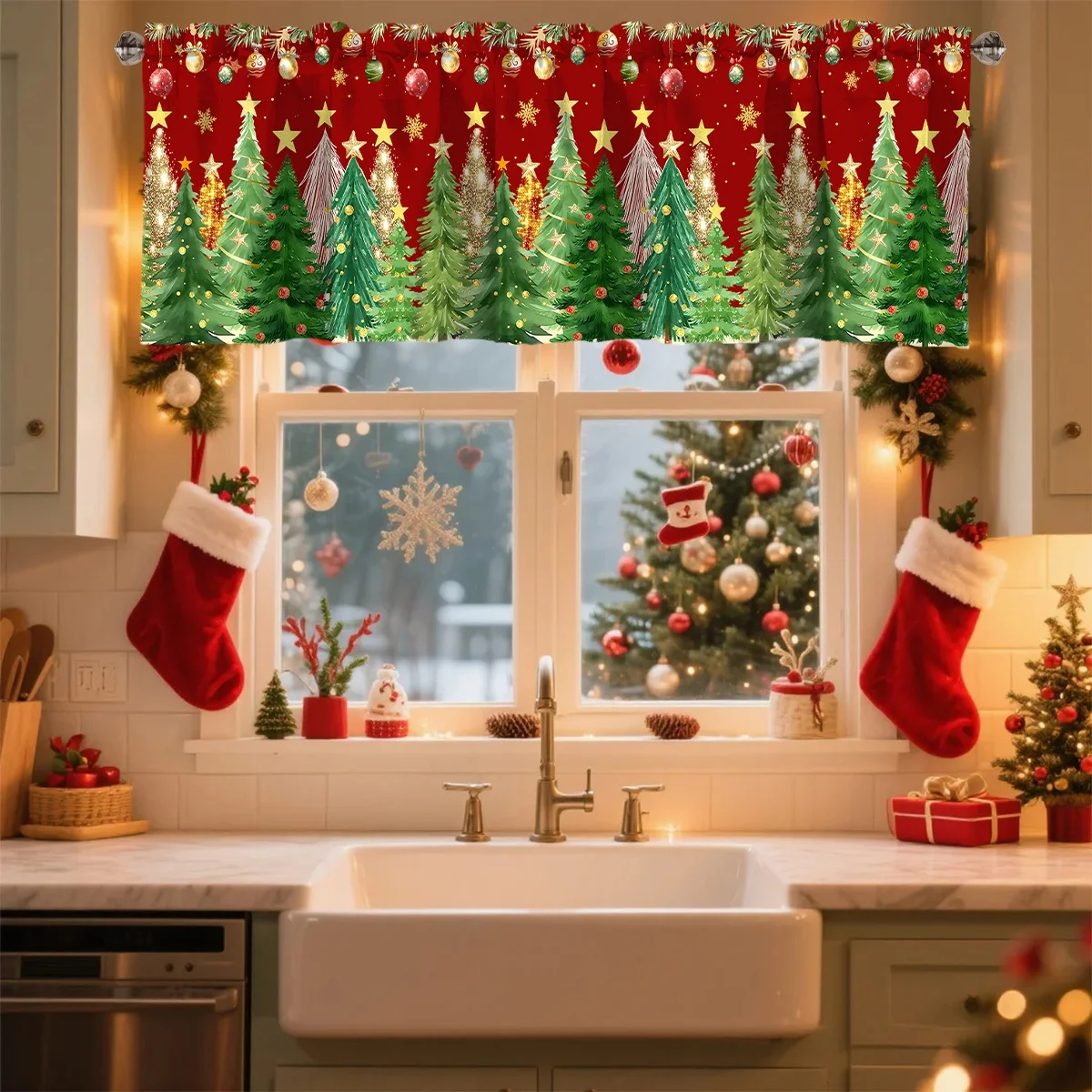 عيد الميلاد ستائر قصيرة الستائر عيد ميلاد سعيد زينة للمنزل 2025 عيد الميلاد نافيداد المطبخ غرفة نوم الحلي السنة الجديدة 2026 #6