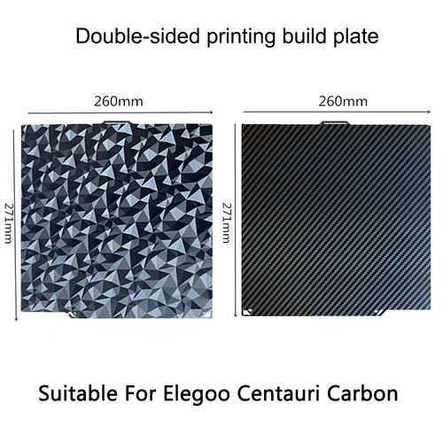 Imagen 2 del producto Placa PEI negra texturizada suave para Elegoo Centauri, placa de construcción de carbono, hoja de acero de resorte de doble cara para cama de carbono Centauri