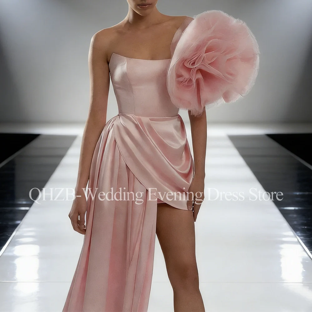 فساتين حفلات وردية طويلة أنيقة مخصصة للمناسبات الخاصة من الساتان بكتف واحد بدون ظهر للنساء فستان سهرة لأعياد الميلاد والحفلات الراقصة 2026