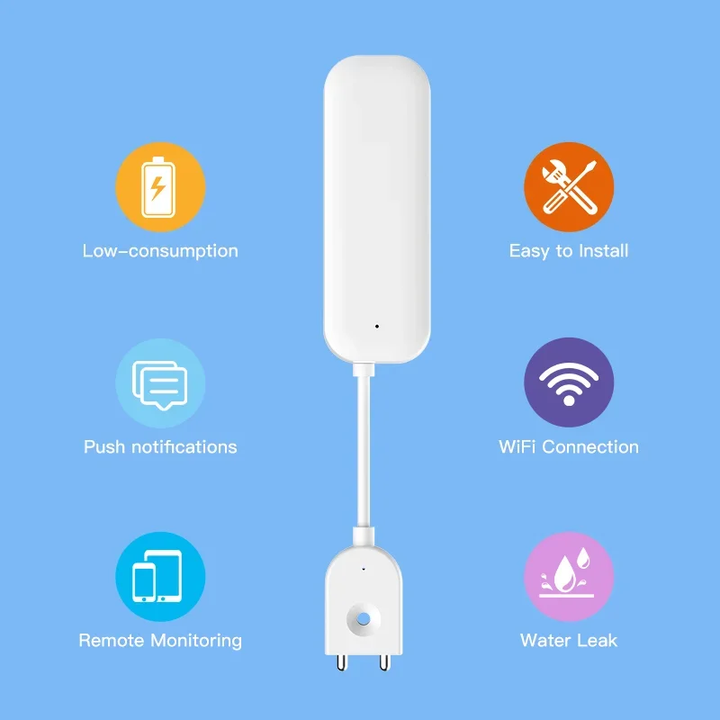 Tuya Smart WIFI sensore di perdite d\'acqua allarme rilevatore di livello dell\'acqua sensore di perdite di inondazione APP sistema di allarme di