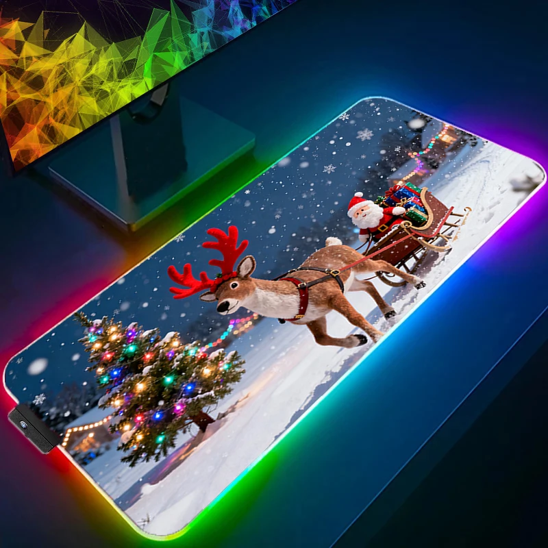 

RGB Mouse Pad Gamer Large Computer Notebook Pc Backlight Mousepad Christmas gift Carpet Gaming Accessories Keyboard LED Desk Mat