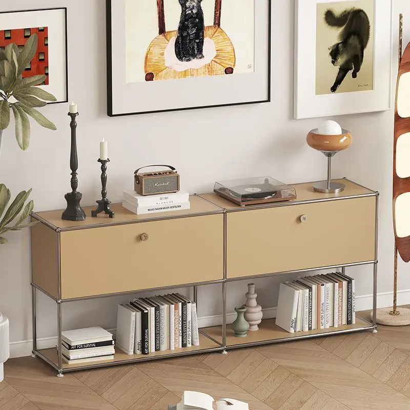 Modern Living Room Cabinet Modular Sideboard Storage Cabinets Combination TV Stand for Customizable Steel Frame Wood Furniture