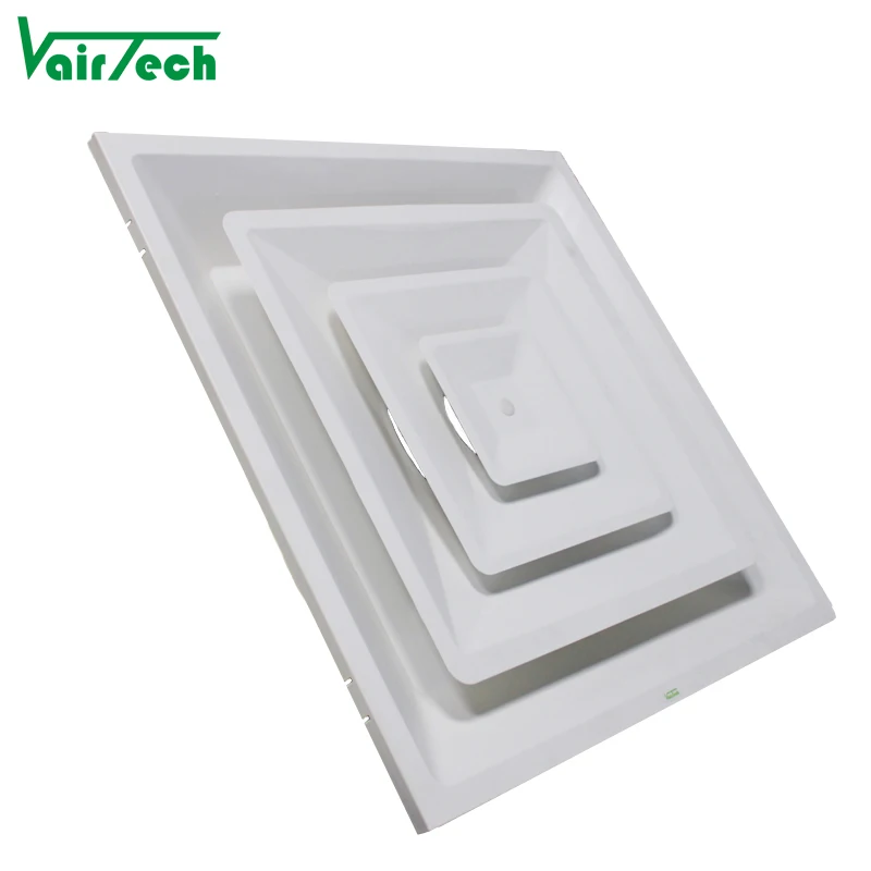 تكييف الهواء التيار المتناوب تنفيس الصلب اللوحة وضع 4-way مربع إمدادات الهواء سقف مخروطي الناشر 24x24 بوصة للإظهار