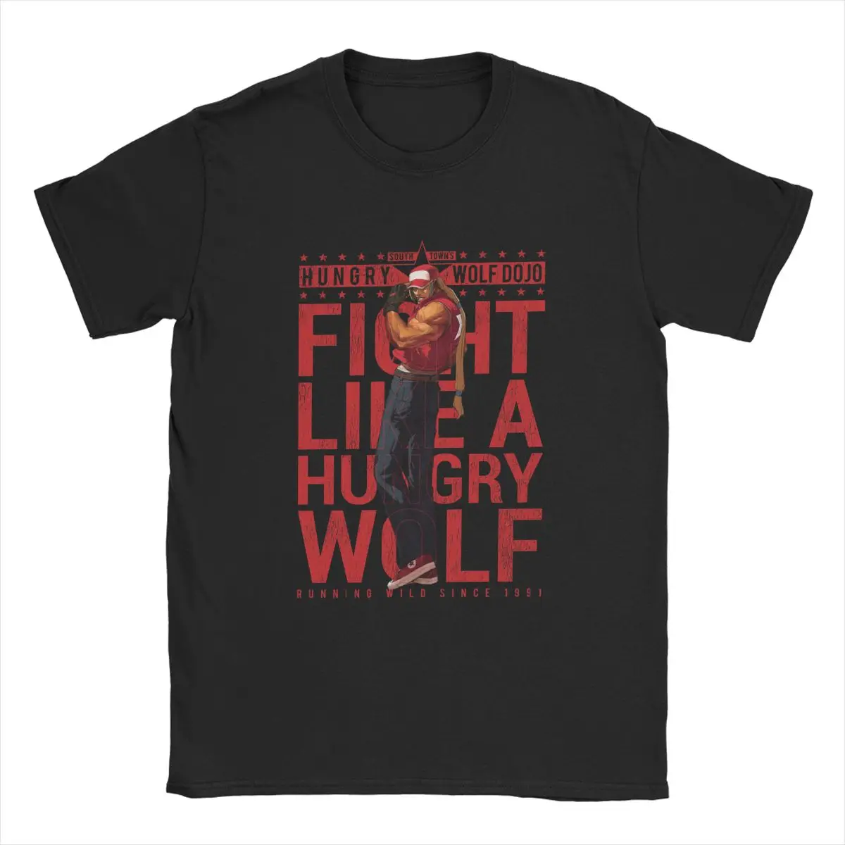 Hungry Wolf Dojo Gym King Of Fighters Kof Terry Bogard Geese Howard Snk Pure Cotton Clothing Short Sleeve Unique T-Shirt for men