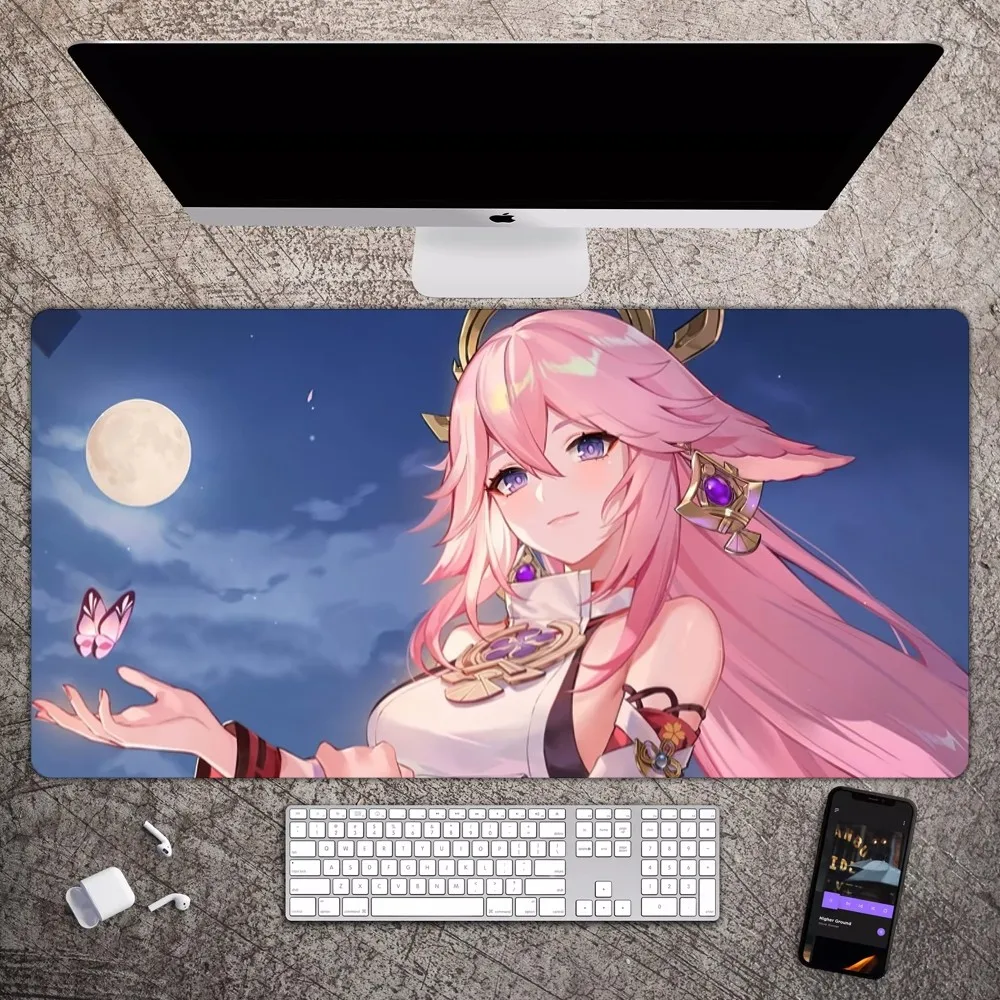 Yae Miko Mousepad Large Gaming Compute Gamer PC Keyboard Mouse Mat