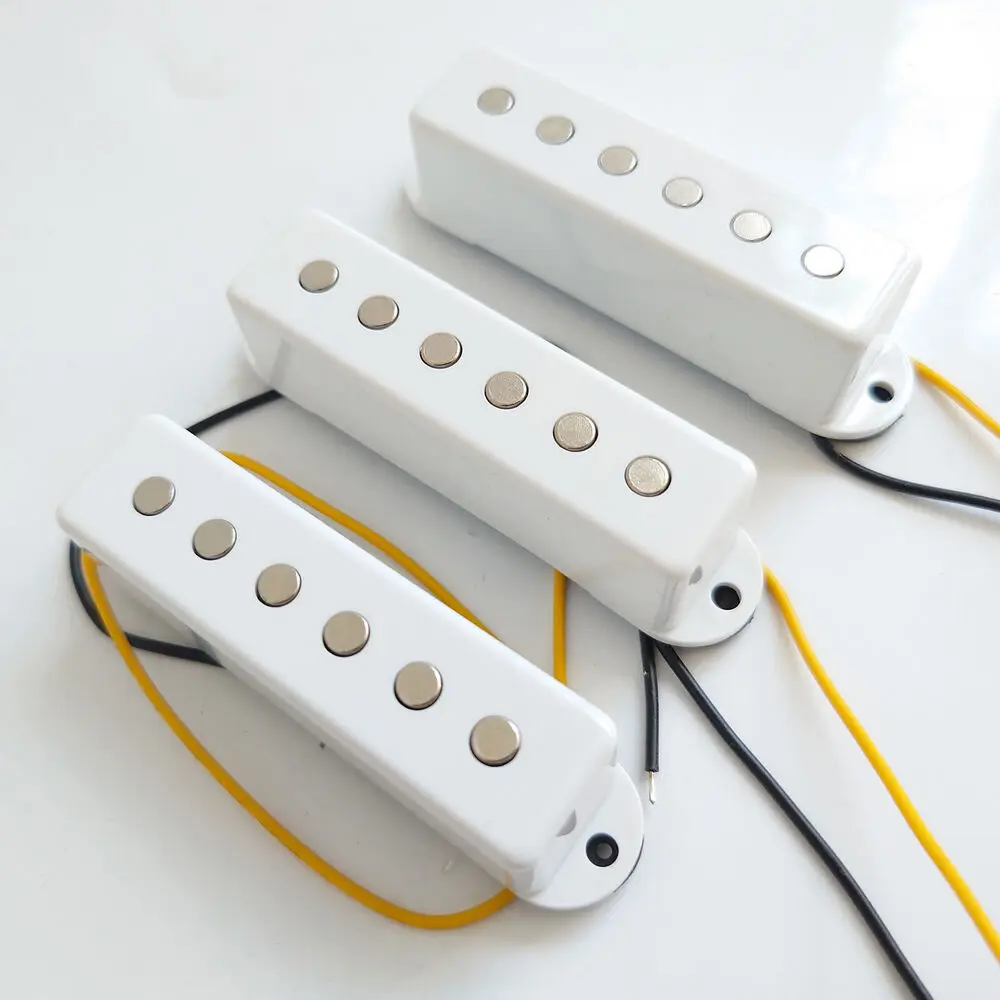 SSS Single Coil Pickups Set White Vintage Square for 62 Jaguar Guitar Replacement parts