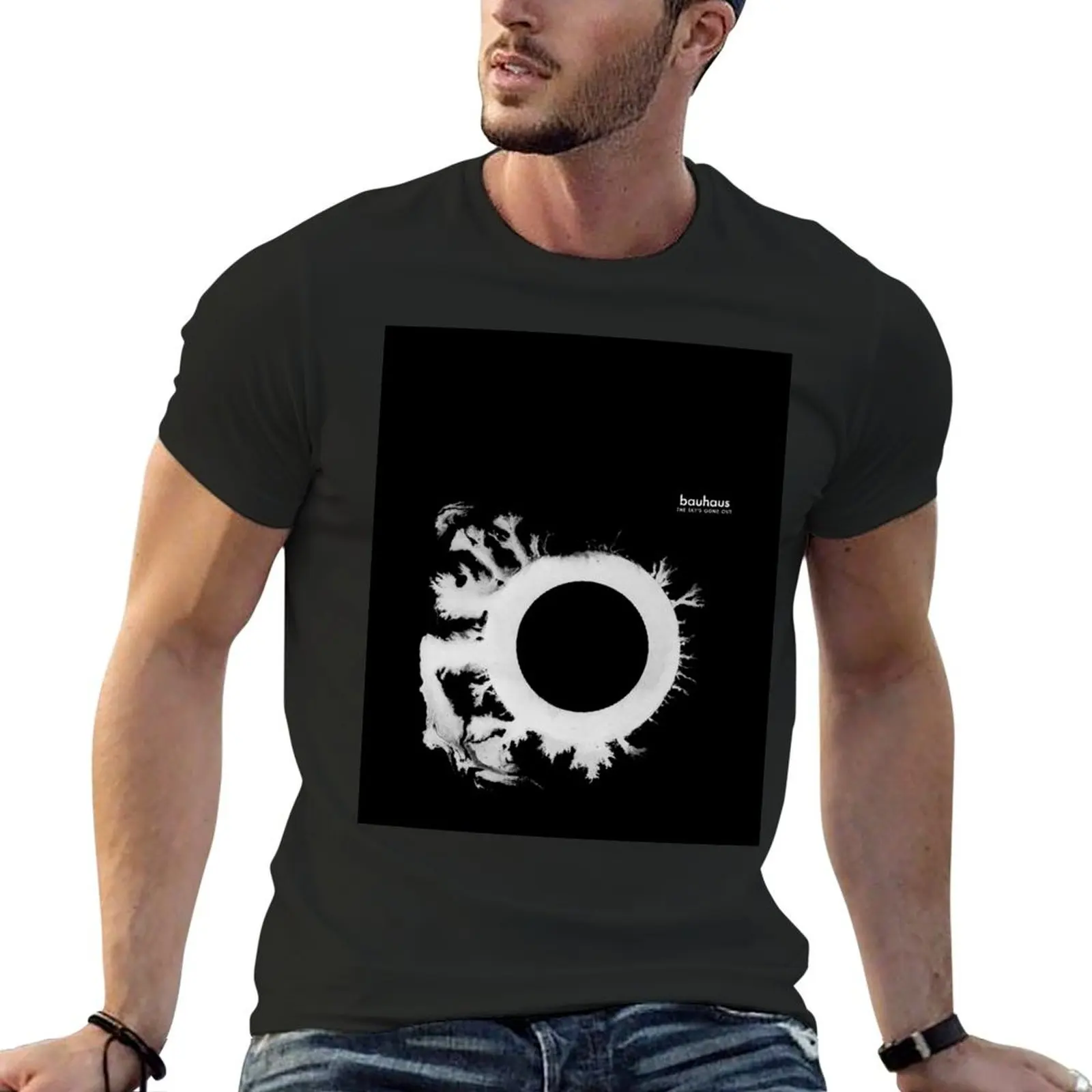 

Bauhaus the sky's gone out post punk 80s retro black and white artwork T-Shirt plus size tops summer top men tshirt