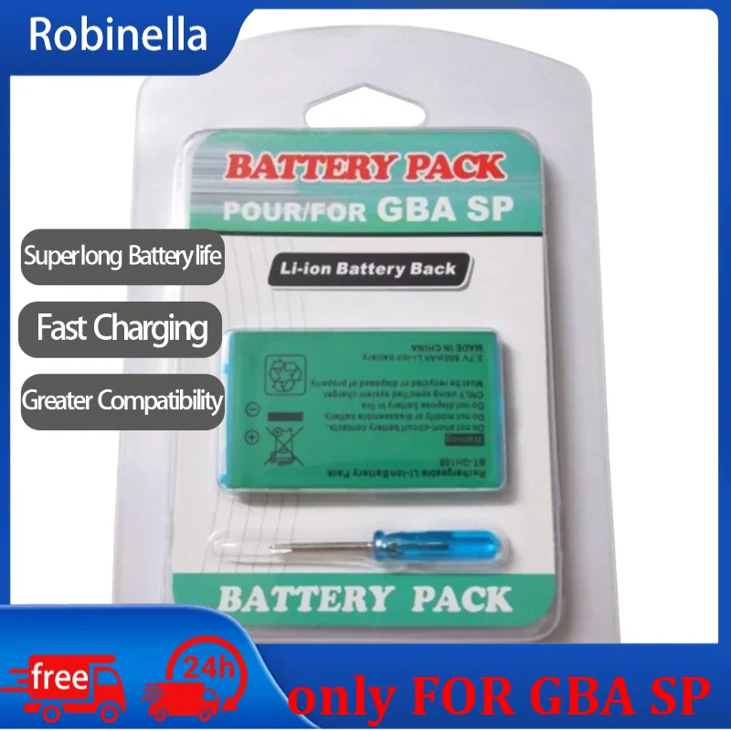 850mAh Rechargeable Battery Pack + Screwdriver for Nintendo GBA SP Game Boy Advance Long-life Upgraded Battery with Screwdriver