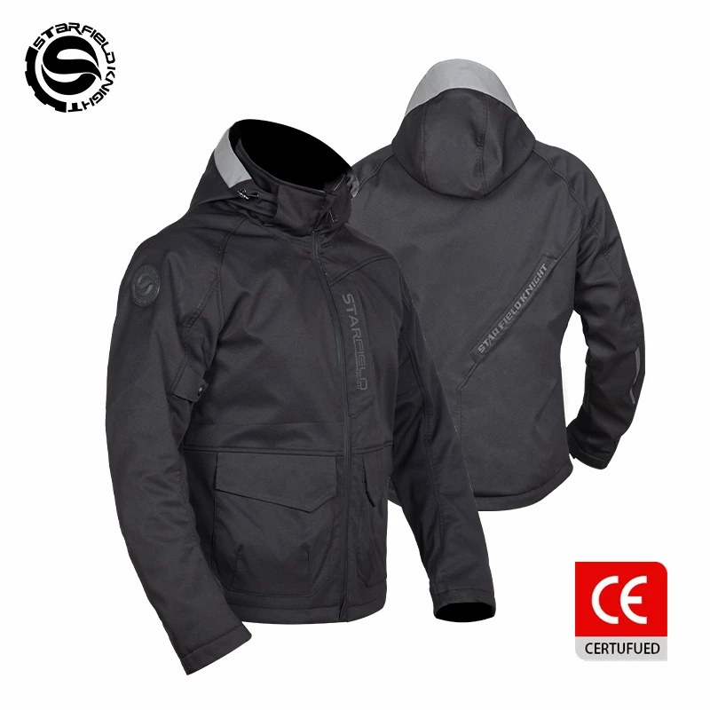 SFK Spring&Summer Breathable Black Men Women Riding Clothing Splash-proof Motorcycle Jacket With CE Body Protective Accessories