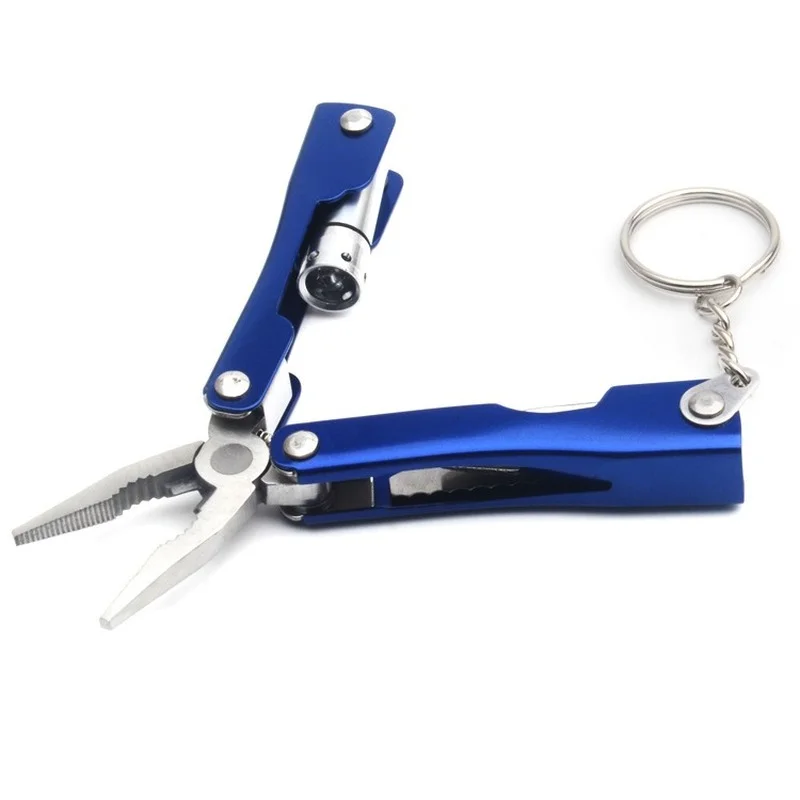 3CR13 Stainless Steel Multi Pliers 9 In 1 Functions Aluminum Alloy Multitool Mini Outdoor Camping Gear  LED Plier