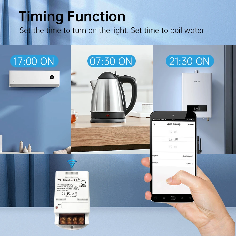 وحدة التتابع الذكية Sixwgh 30A 6600W Tuya WiFi تدعم Alexa/Google Home Control التحكم عن بعد التبديل أتمتة المنزل #5