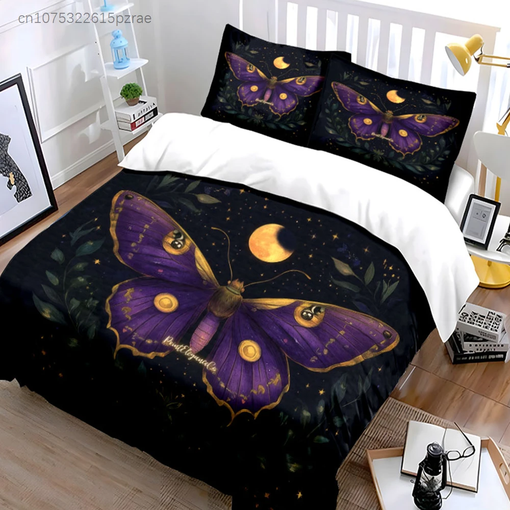 Mystical Butterfly Wall Art Set. Multiple Sizes kid's And adults' Bedroom Exquisite 3PC Bedding set, Gift