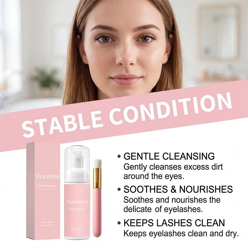 Wimpernreinigungsschaum, sanftes ölfreies Wimpernshampoo, Make-up-Entferner, nicht reizende Augenpflege 50ml – Detail 2