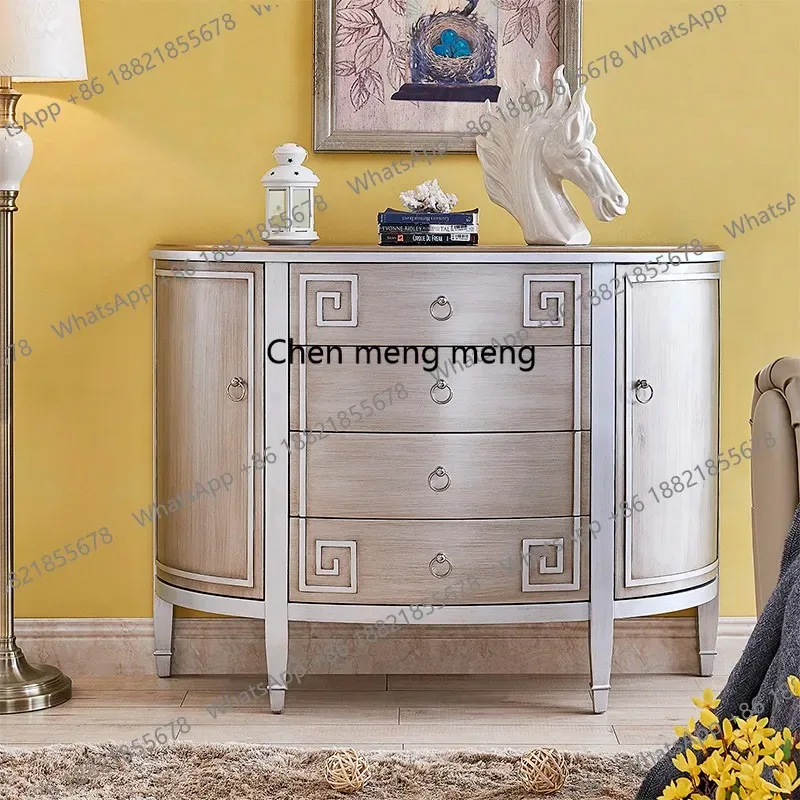 RR Modern Chinese entrance cabinet, partition entry decoration, dining side cabinet entry door locker walnut color