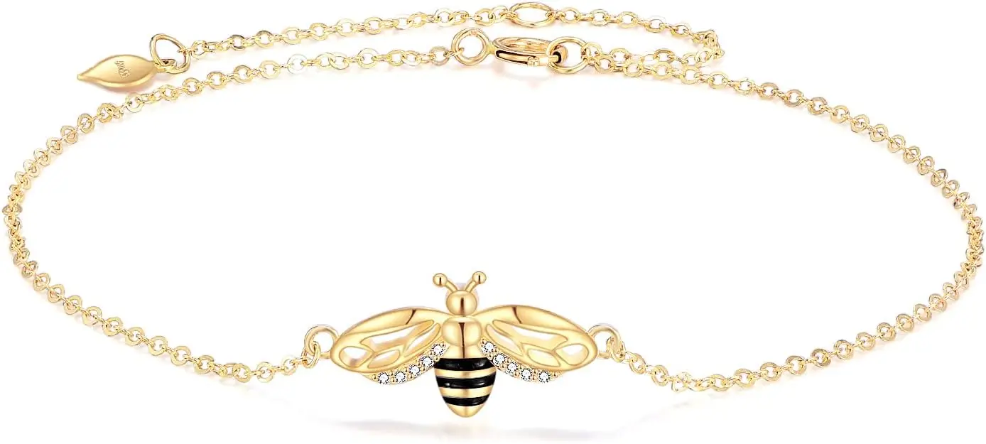 

14k Yellow Gold Honey Bee Jewelry for Women, Fine Gold Pendant Gifts for Her