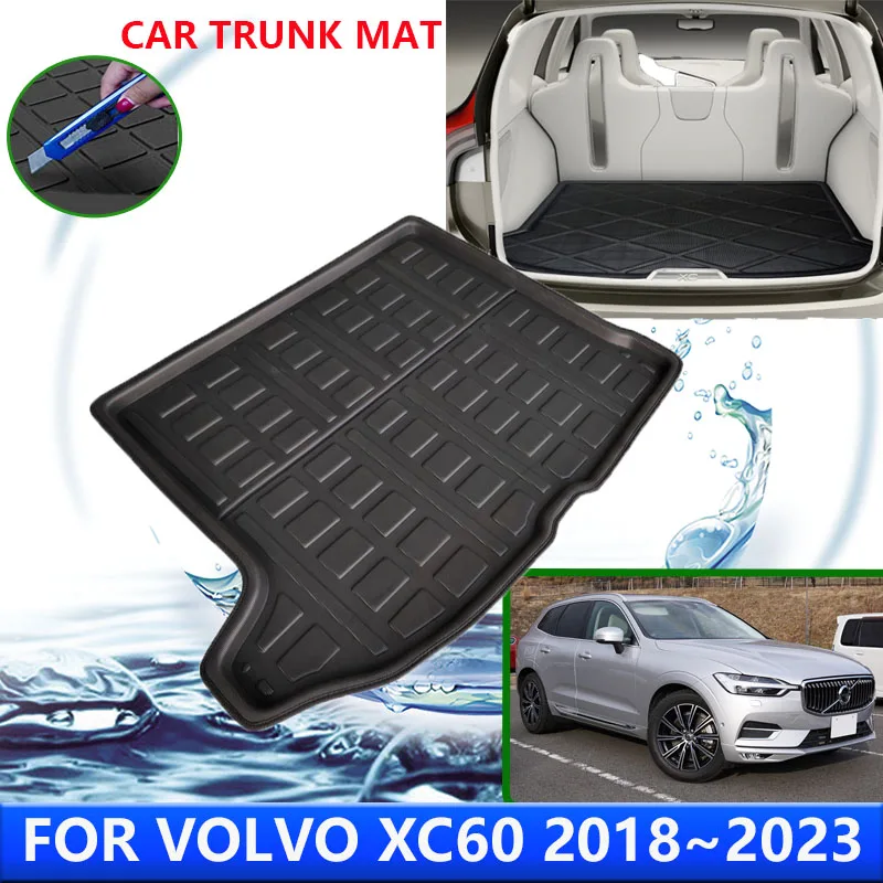 For Volvo XC60 2018~2023 2019 2020 2021 Car Rear Trunk Protector Pads Auto Waterproof Liner Anti-Fouling Floot Mats Accessories