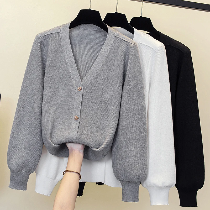 

Sweater Cardigan Long-Sleeved Women's 2023 Winter And Autumn New Korean Style Color-Blocking Sweater Thin V-Neck Bottoming