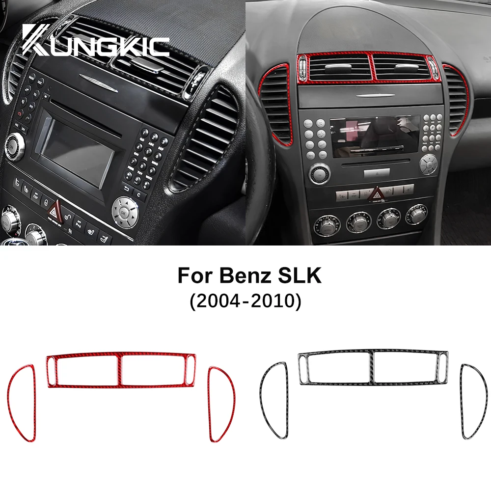 

For Mercedes Benz SLK R171 2004 2005 2006 2007 2008 2009 2010 Central Air Outlet Accessories Real Soft Carbon Fiber Trim Sticker