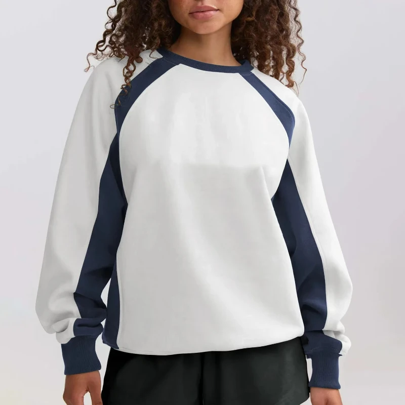

2025 products are stylish streetwear color-blocking and patchwork hot-selling women's wear hot girl wear and fleece sweatshirts