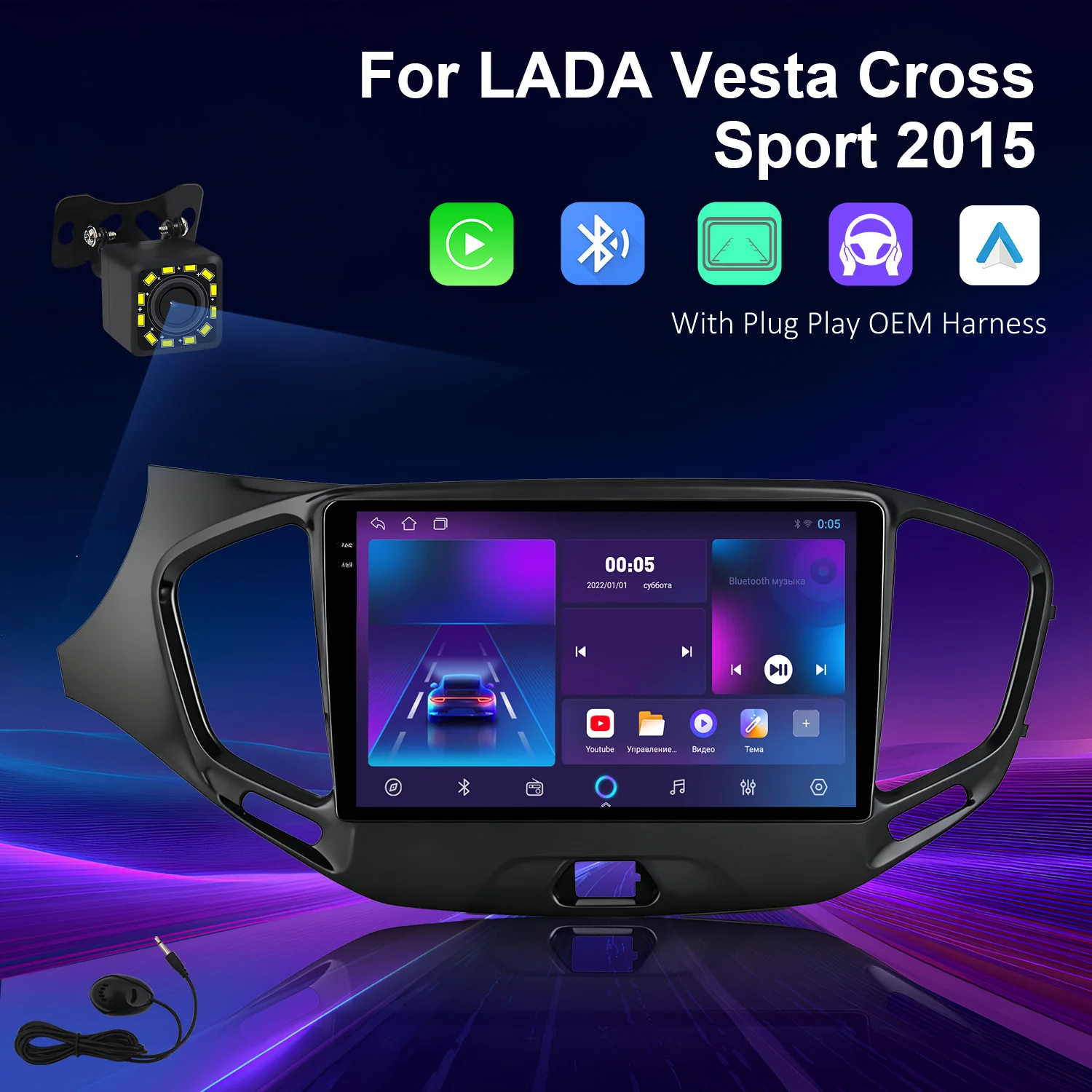 

For LADA Vesta Cross Sport 2015 - 2022 Wireless Carplay Multimedia Video Player Navigation Stereo No 2din Android 14 Car Radio