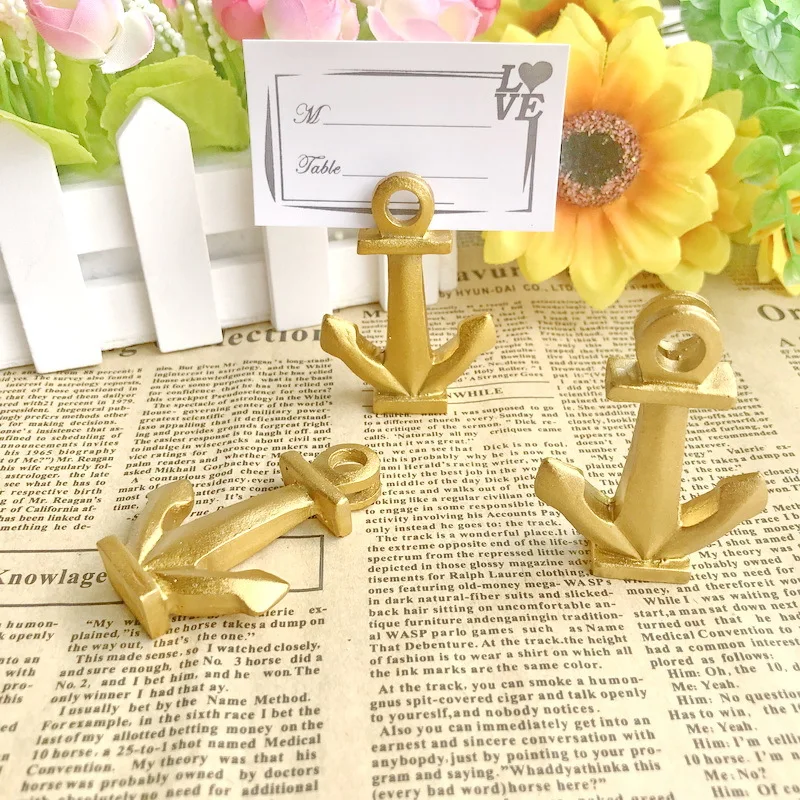 

Beach Themed Wedding Table Decorations, Nautical Anchor Place Card, Photo Holder, 12Pcs