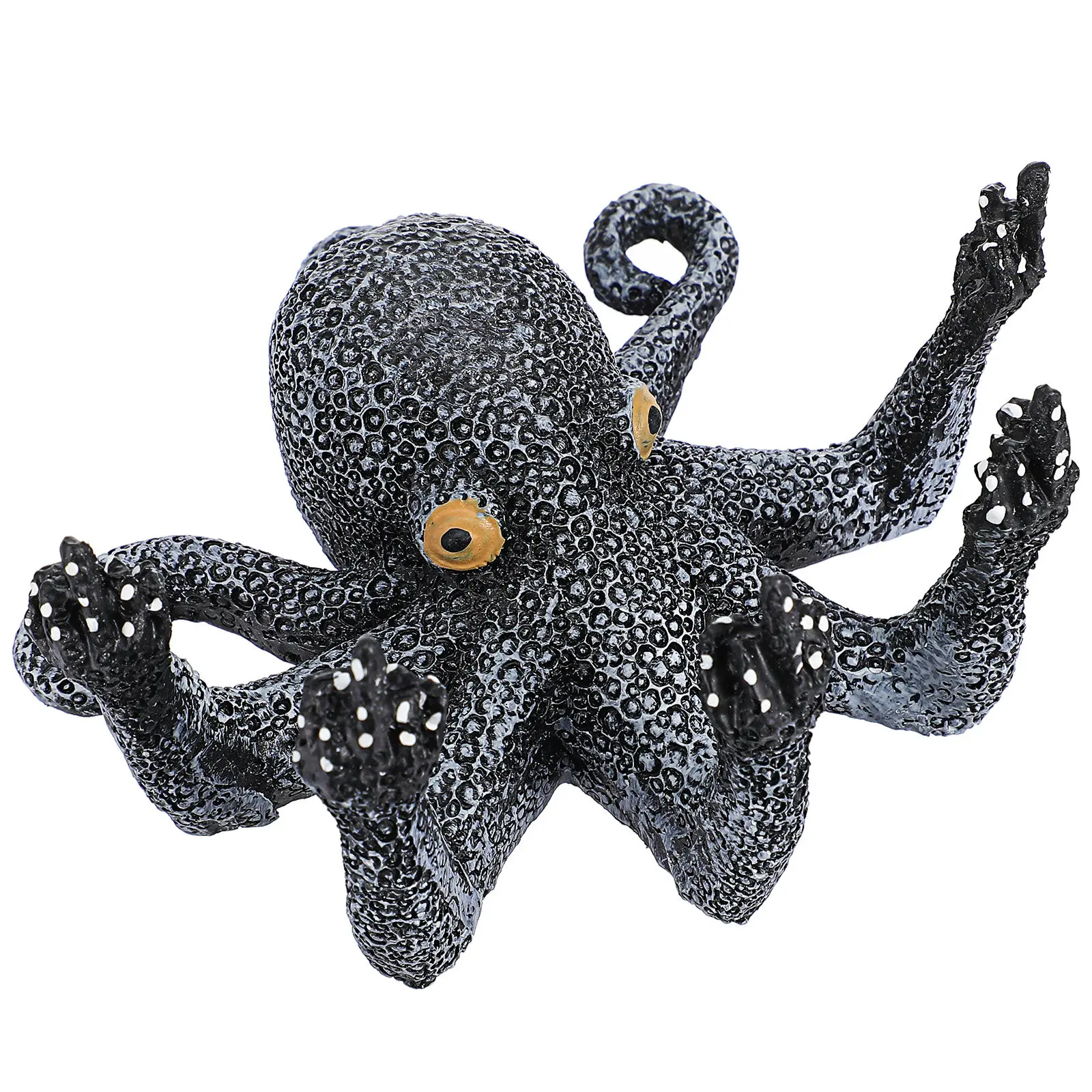 Aquarium Octopus Decor Small Resin Octopus Statue Funny Fish Tank Ornament Home Office Sculpture Black Aquarium Decoration