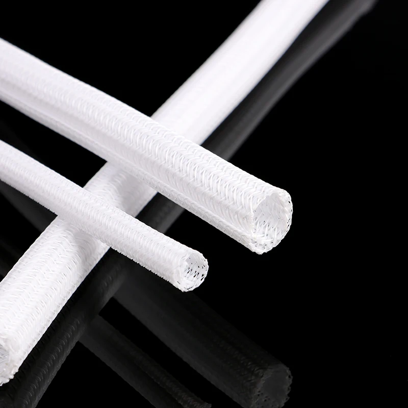 1-50M White Self Closed Cable Sleeve 3mm-32mm PET Braided Auto Line Management Overlaps Loom Split Pipe Tube Wire Protect Wrap