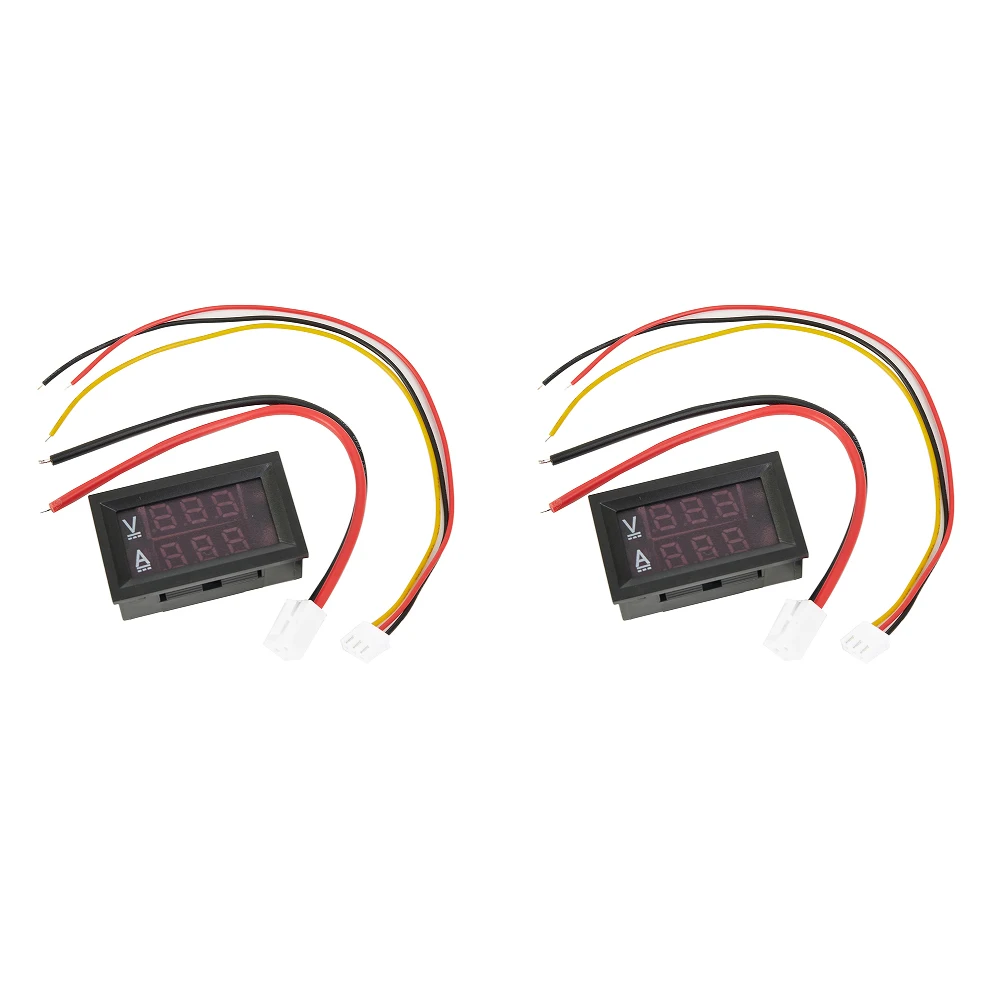 2/5PCS LED DC Dual Display Digital 10A Red Blue Current Voltage Meter Plastic Ammeter Voltmeter With Connect Wires Power Tools