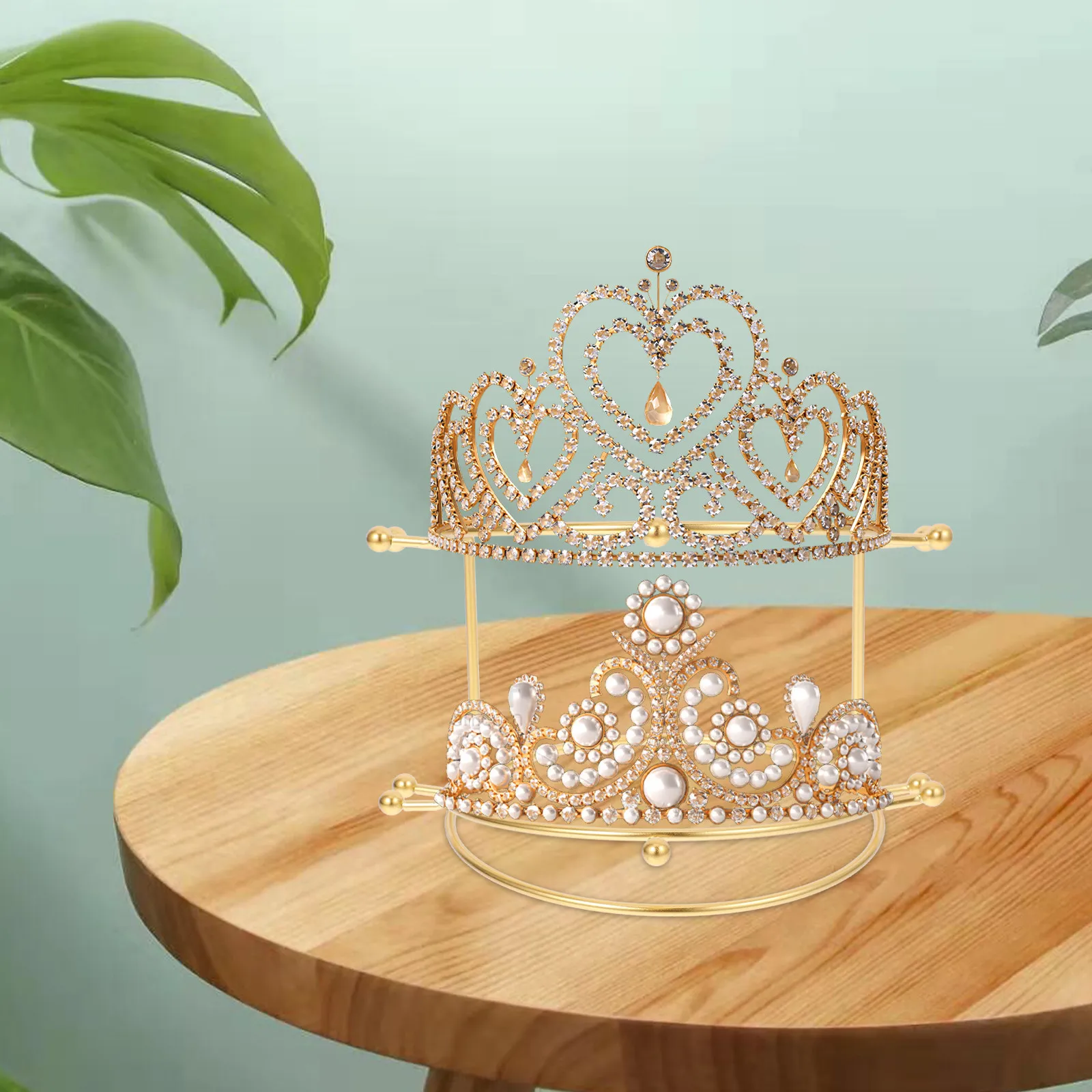 

Stylish Tiara Display Stand Crown Showcase Rack for Brides Headbands Hair Hoops Headdress Organizer Elegant Wedding Party Event