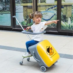 Nuevo equipaje para niños con diseño de asiento portátil para maleta de mano para niños, cubierta de carrito de moda, equipaje de 20 pulgadas, caja de embarque Sat