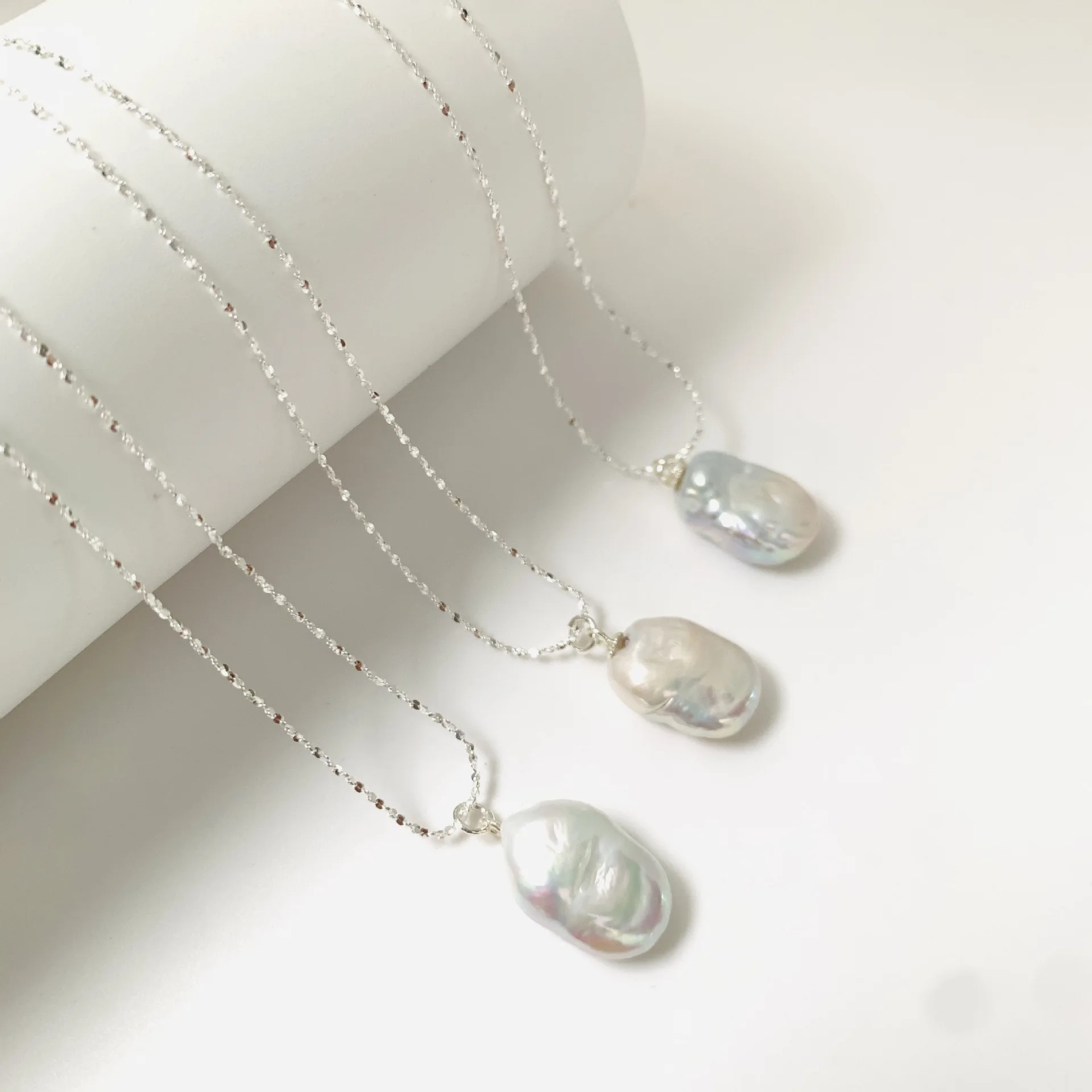 

Natural Pearl Baroque necklace S925 silver chain pearl pendant earring set jewelry factory batch