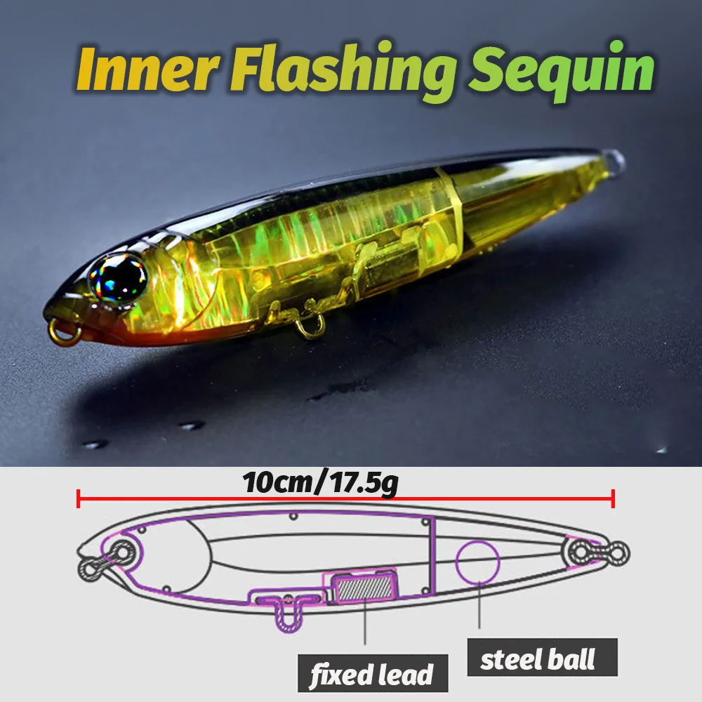 Schwimmender Bleistiftköder 17,5g 10cm Topwater Walk The Dog Angelköder 3D Swimbait Haken Popper Pesca Wobbler Minnow Rassel Cranbait – Detail 1