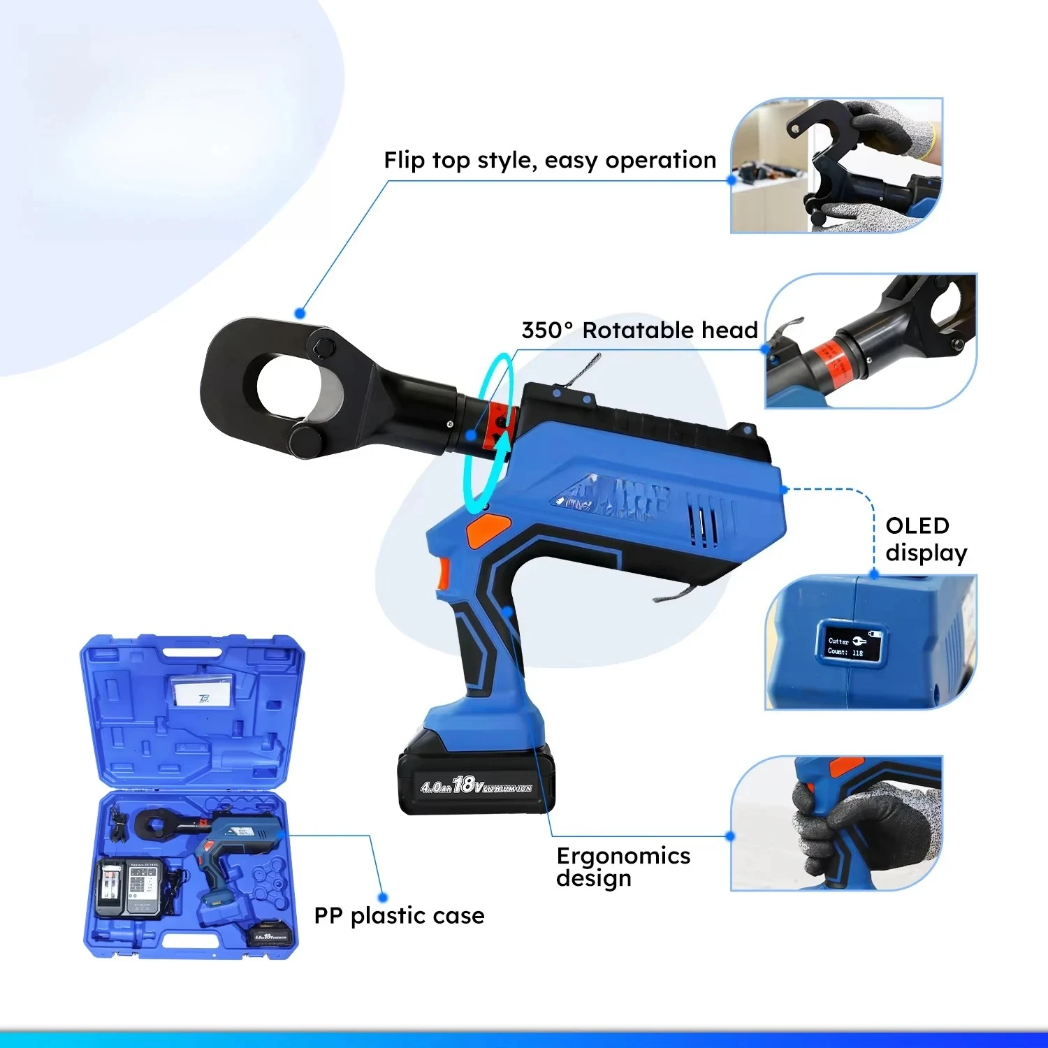

ECT-45 China Intelligent LCD 6T 45mm Cable Industrial Battery Powered Electrical Hydraulic Cutting Tool