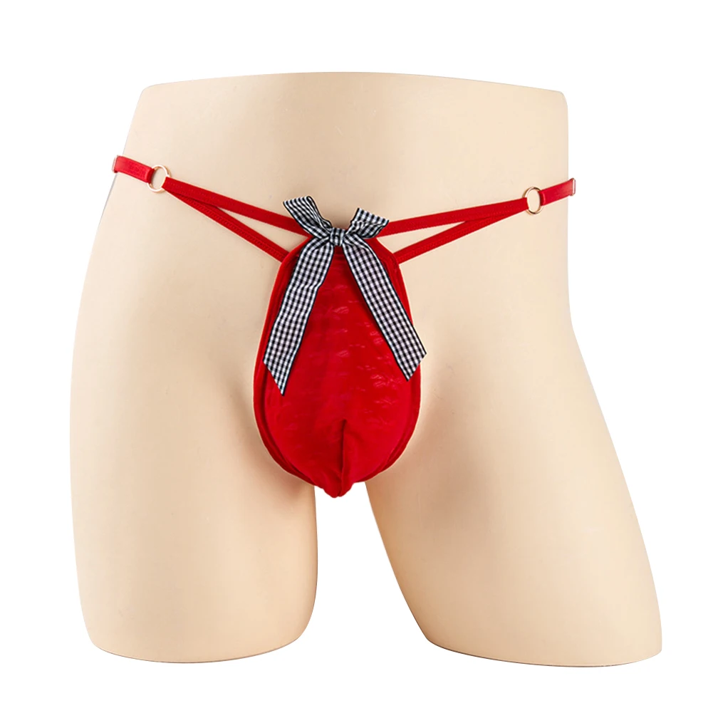 Men Sexy Sissy Jacquard Bow Men's Panties Briefs G-string Thongs Low Rise T-back G-strings Brazilian Underwear Sexy Lingerie 5