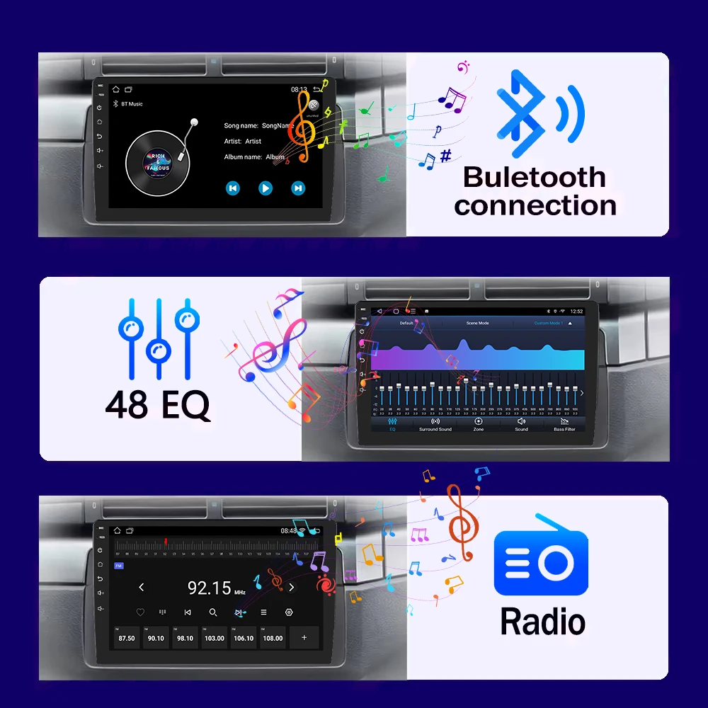 BOSSCAR 2 Din Car Radio Carplay Android Auto 7 9 10 Inch 2G 32G Universal Multimedia Player DSP AM RDS AHD GPS WIFI Auto radio