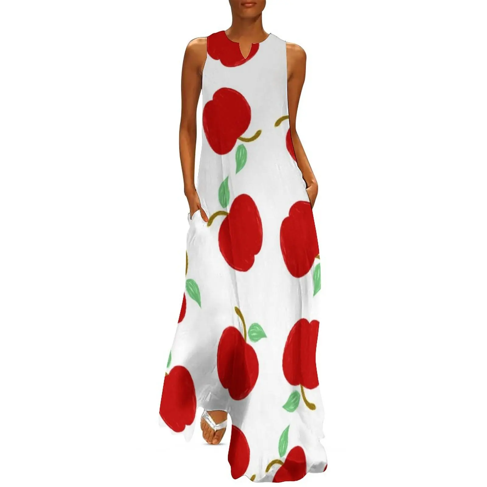 Cute Apples Long Dress Clothing female evening dress women dress women elegant luxury african dresses for woman