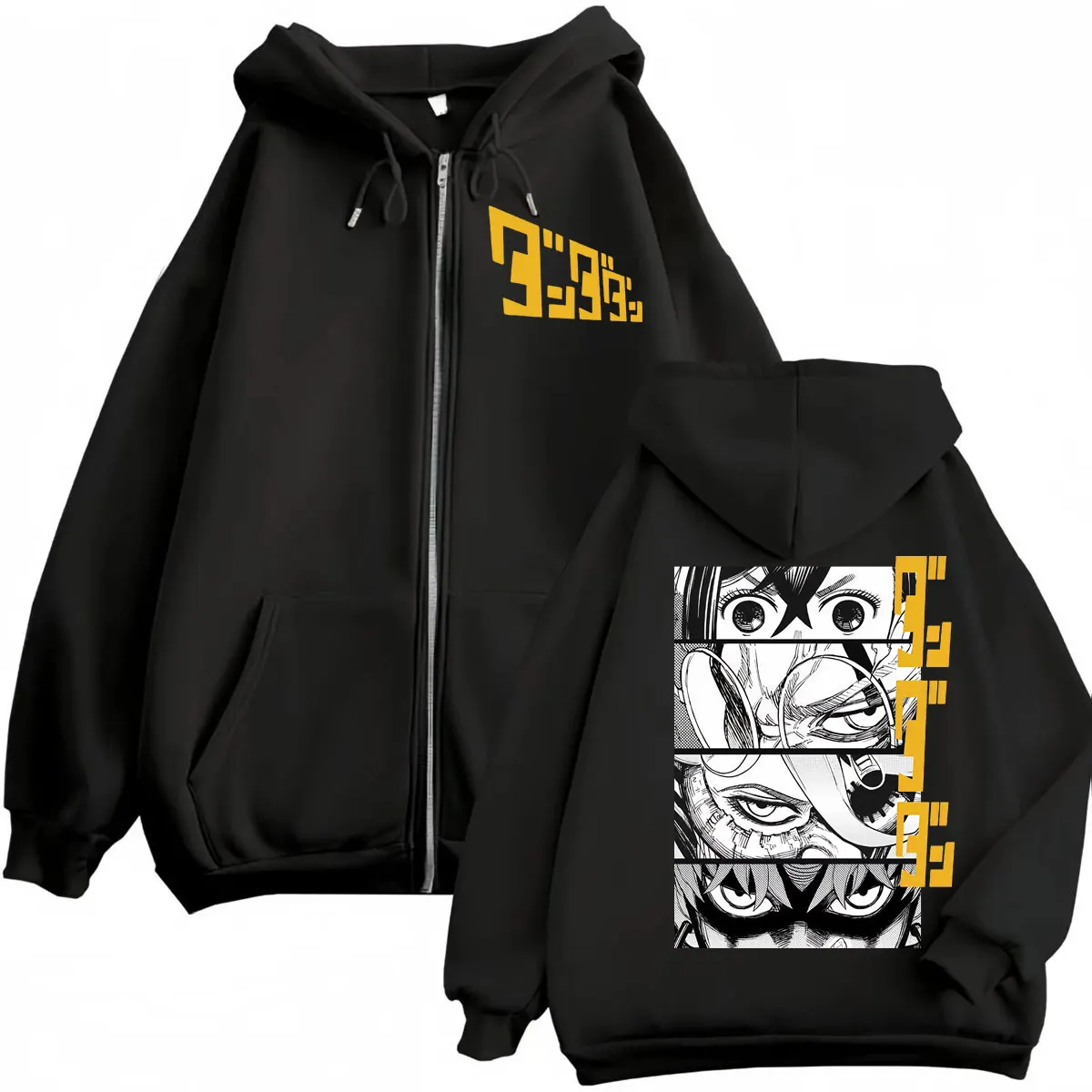 

Anime Dandadan Double Sided Print Zipper Hoodies Japanese Manga Zip Up Hooded Sweatshirts Men Women Fashion Vintage Pullovers